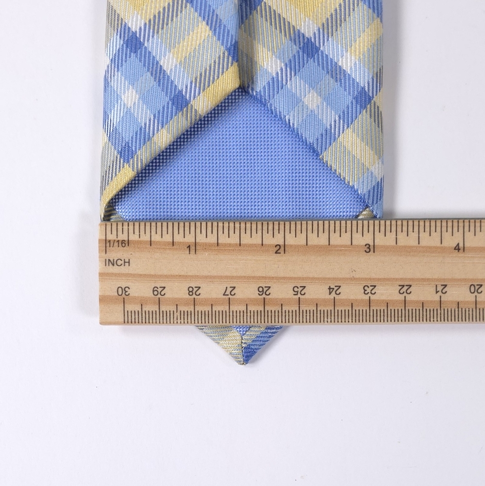 NWT ▪️ CLUB ROOM Men's Necktie, Plaid Pattern, Yellow & Blue. REGULAR PRICE $55 - Picture 11 of 11